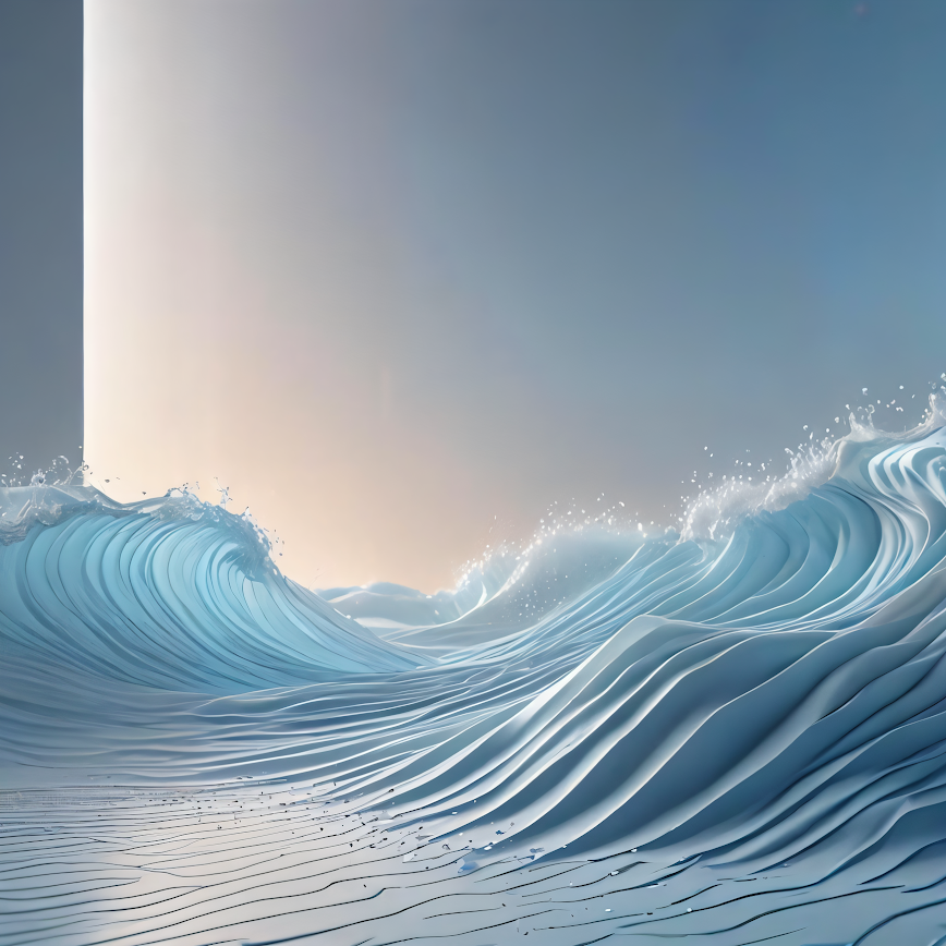 Integrity-shop.com, minimalistic digital drawing: seaside waves, sky