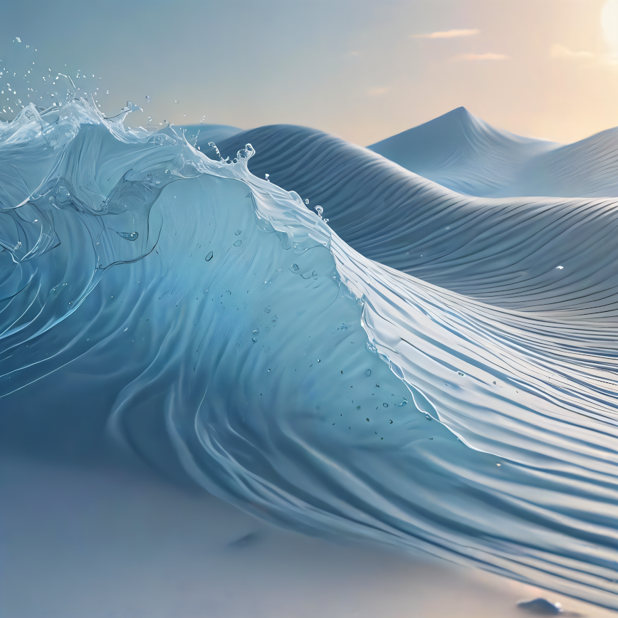 Integrity-shop.com, minimalistic digital drawing: seaside waves, sky
