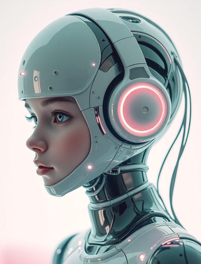 Integrity-shop.com, digital drawing. Smart style girl wearing earbuds